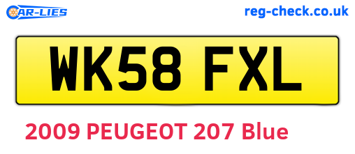 WK58FXL are the vehicle registration plates.