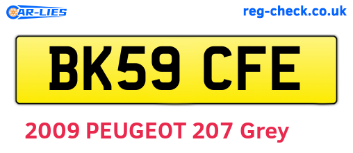 BK59CFE are the vehicle registration plates.