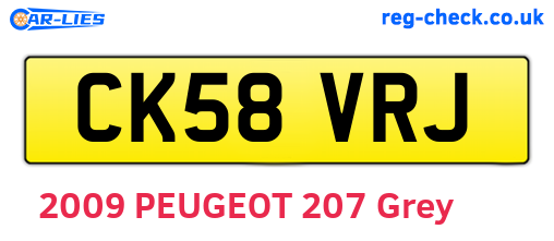CK58VRJ are the vehicle registration plates.