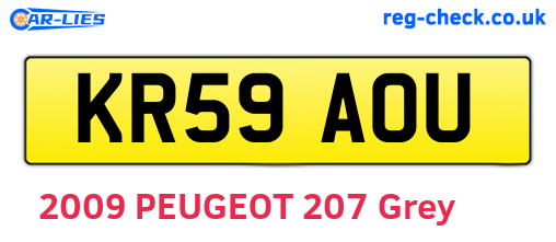 KR59AOU are the vehicle registration plates.