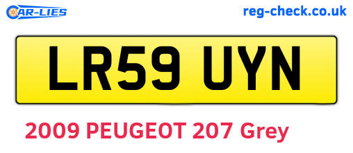 LR59UYN are the vehicle registration plates.