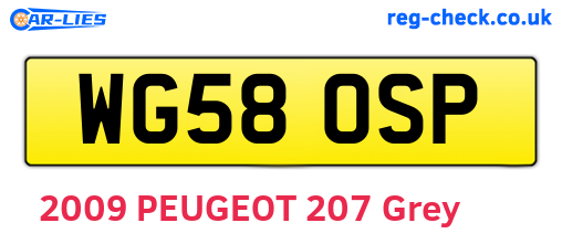 WG58OSP are the vehicle registration plates.