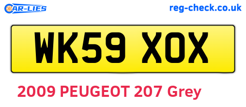 WK59XOX are the vehicle registration plates.