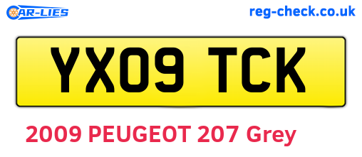 YX09TCK are the vehicle registration plates.