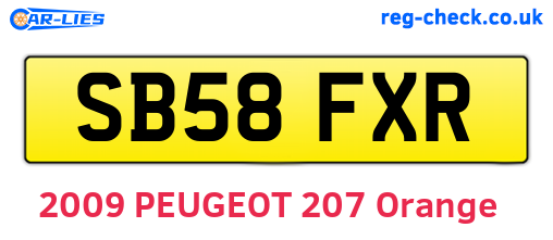 SB58FXR are the vehicle registration plates.