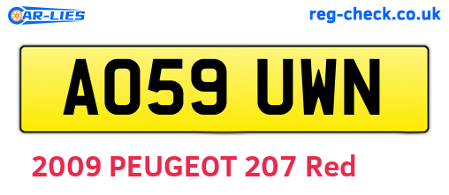 AO59UWN are the vehicle registration plates.
