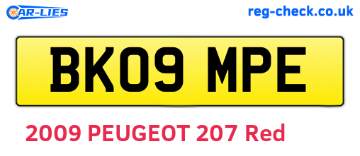 BK09MPE are the vehicle registration plates.