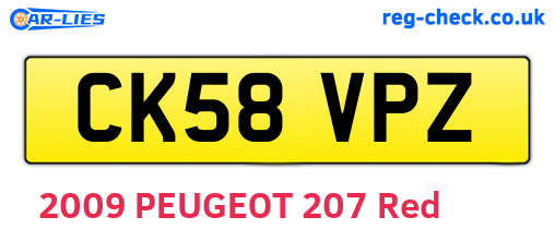 CK58VPZ are the vehicle registration plates.