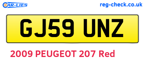 GJ59UNZ are the vehicle registration plates.