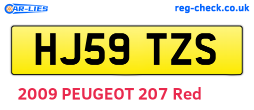 HJ59TZS are the vehicle registration plates.