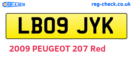 LB09JYK are the vehicle registration plates.