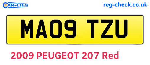 MA09TZU are the vehicle registration plates.
