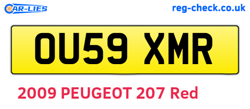 OU59XMR are the vehicle registration plates.