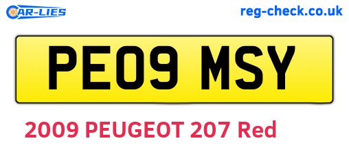 PE09MSY are the vehicle registration plates.