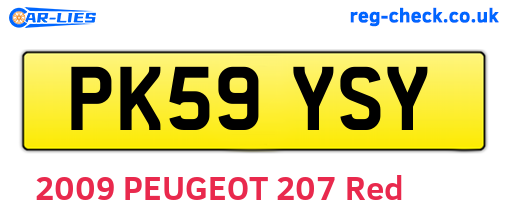 PK59YSY are the vehicle registration plates.