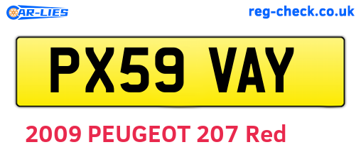 PX59VAY are the vehicle registration plates.