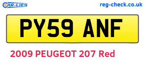 PY59ANF are the vehicle registration plates.