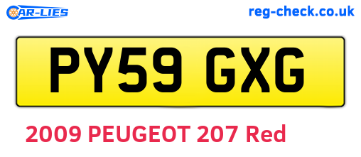 PY59GXG are the vehicle registration plates.