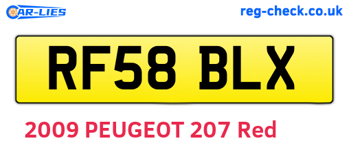 RF58BLX are the vehicle registration plates.