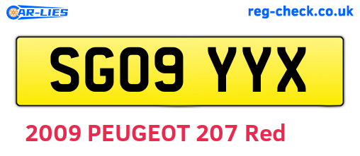 SG09YYX are the vehicle registration plates.