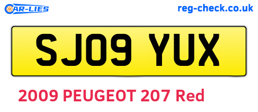 SJ09YUX are the vehicle registration plates.