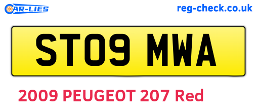 ST09MWA are the vehicle registration plates.