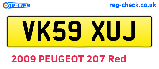 VK59XUJ are the vehicle registration plates.