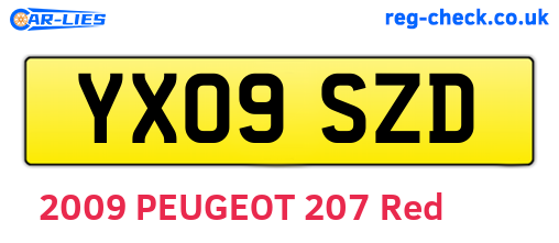 YX09SZD are the vehicle registration plates.