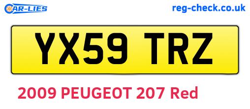 YX59TRZ are the vehicle registration plates.