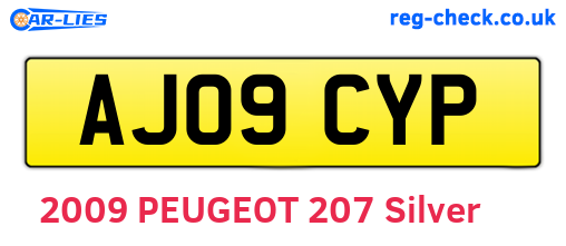AJ09CYP are the vehicle registration plates.