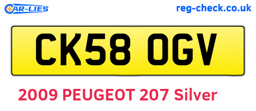 CK58OGV are the vehicle registration plates.
