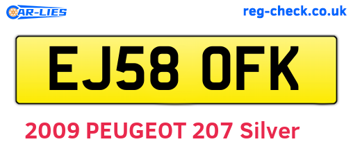 EJ58OFK are the vehicle registration plates.