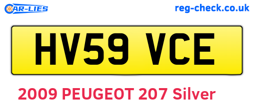 HV59VCE are the vehicle registration plates.