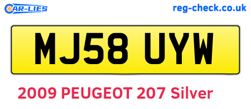 MJ58UYW are the vehicle registration plates.