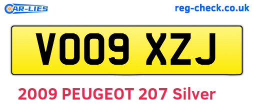 VO09XZJ are the vehicle registration plates.