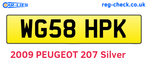 WG58HPK are the vehicle registration plates.