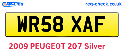 WR58XAF are the vehicle registration plates.