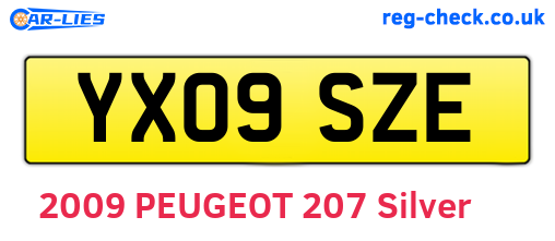 YX09SZE are the vehicle registration plates.