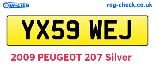 YX59WEJ are the vehicle registration plates.