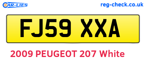FJ59XXA are the vehicle registration plates.
