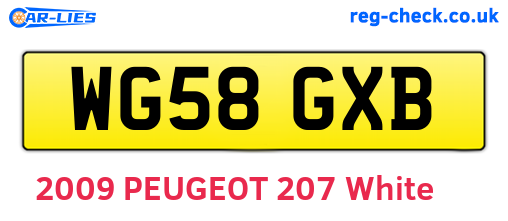 WG58GXB are the vehicle registration plates.