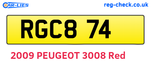 RGC874 are the vehicle registration plates.