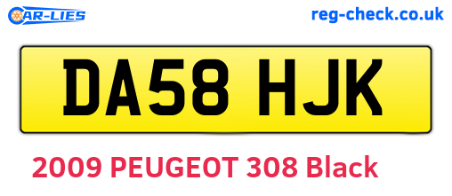 DA58HJK are the vehicle registration plates.