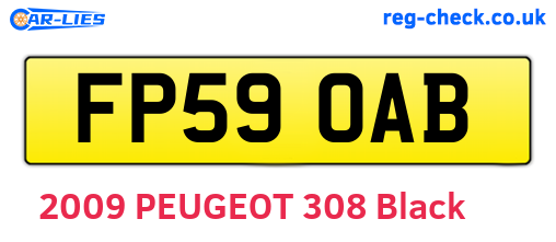 FP59OAB are the vehicle registration plates.