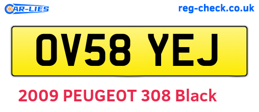 OV58YEJ are the vehicle registration plates.
