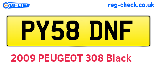 PY58DNF are the vehicle registration plates.