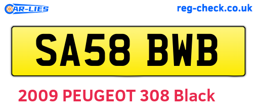 SA58BWB are the vehicle registration plates.