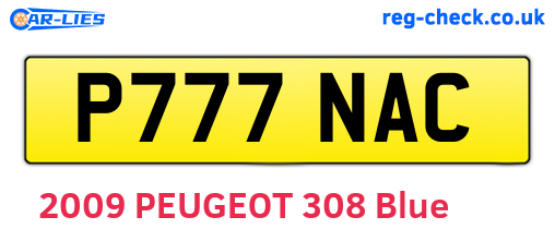 P777NAC are the vehicle registration plates.