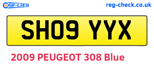 SH09YYX are the vehicle registration plates.