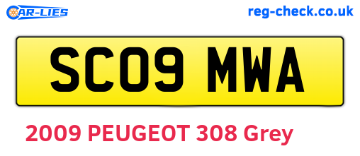SC09MWA are the vehicle registration plates.
